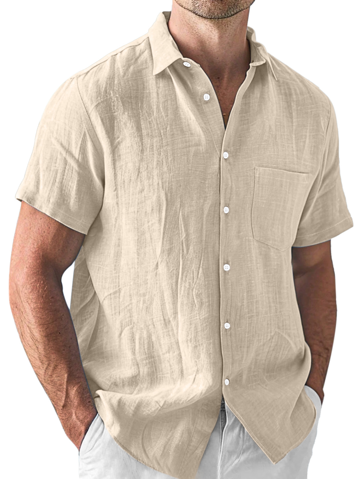 Men's Casual Daily Simple Lapel Short Sleeve Shirt