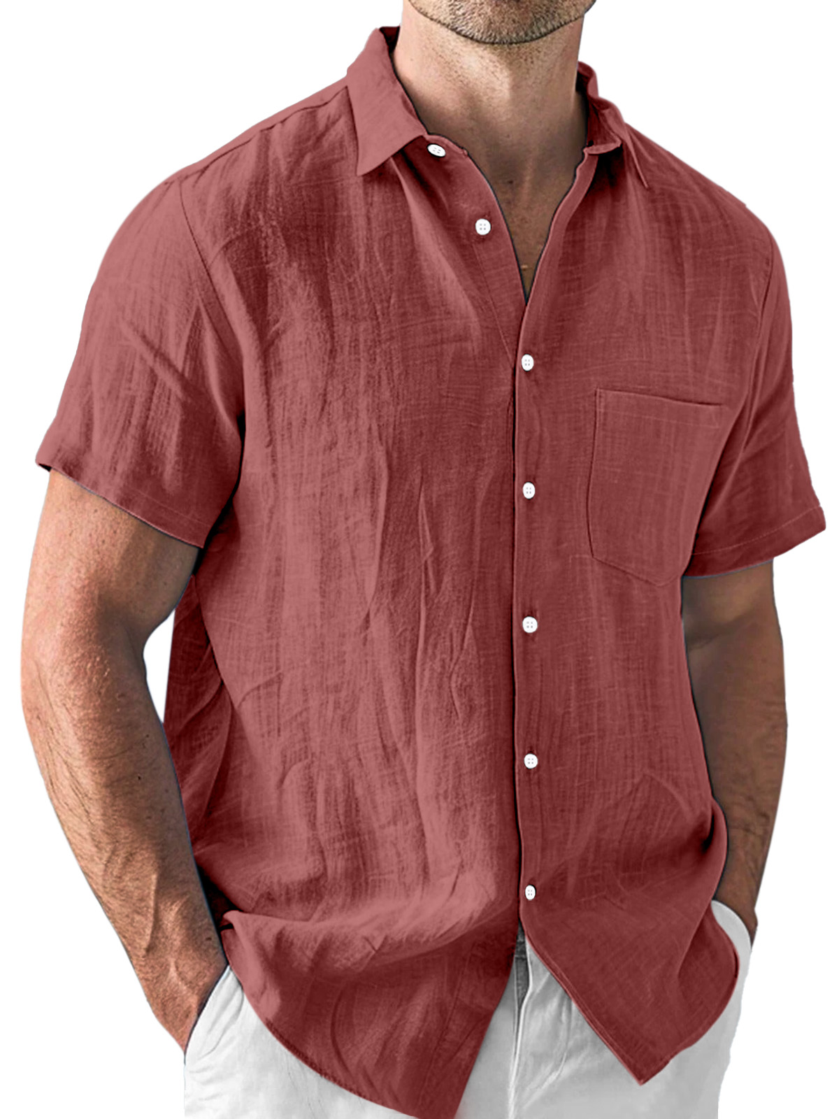 Men's Casual Daily Simple Lapel Short Sleeve Shirt