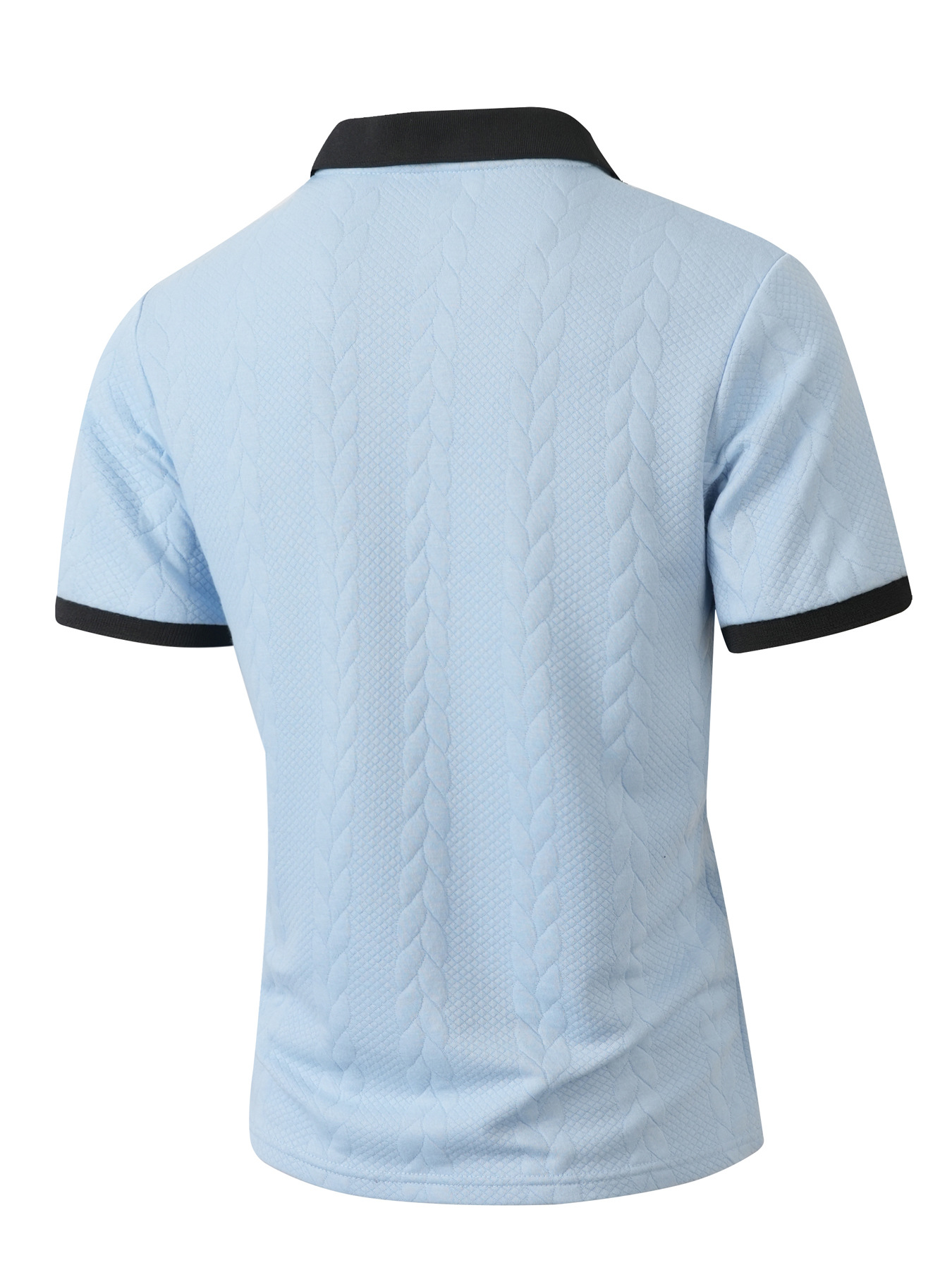 Men's Daily Contrast Jacquard Short Sleeve Polo Neck T-shirt