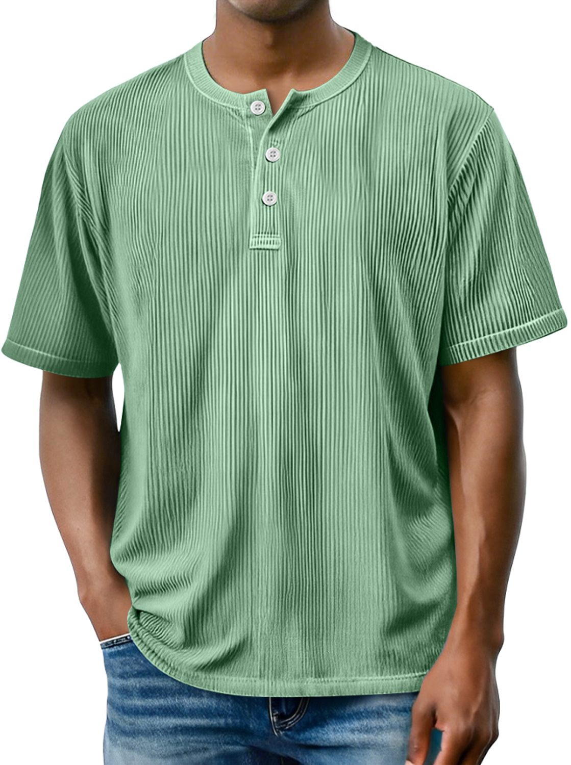 Men's Daily Striped Casual Comfort Short Sleeve Henley Shirt