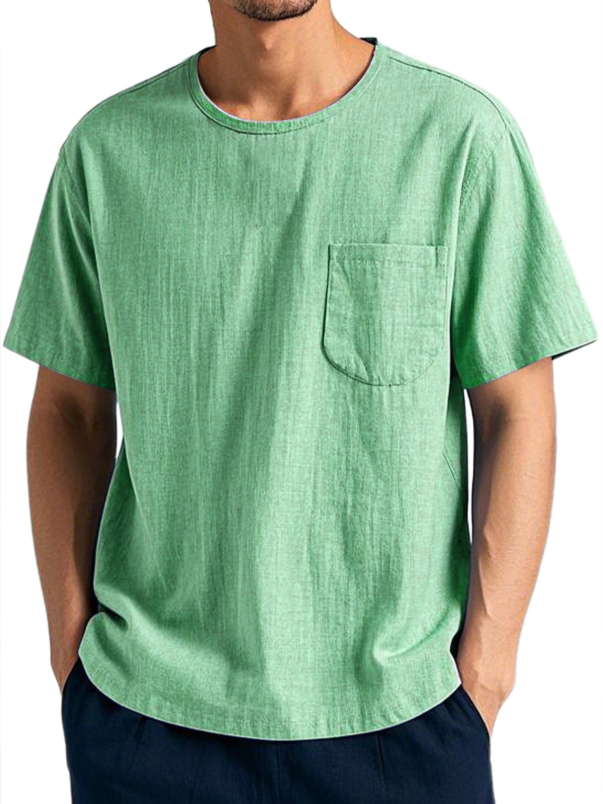Men's Everyday Casual Round Neck Pocket Comfort Short Sleeve T-Shirt