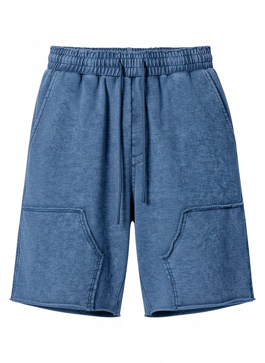 Men's Retro Loose Solid Color Stitching Design Casual Shorts