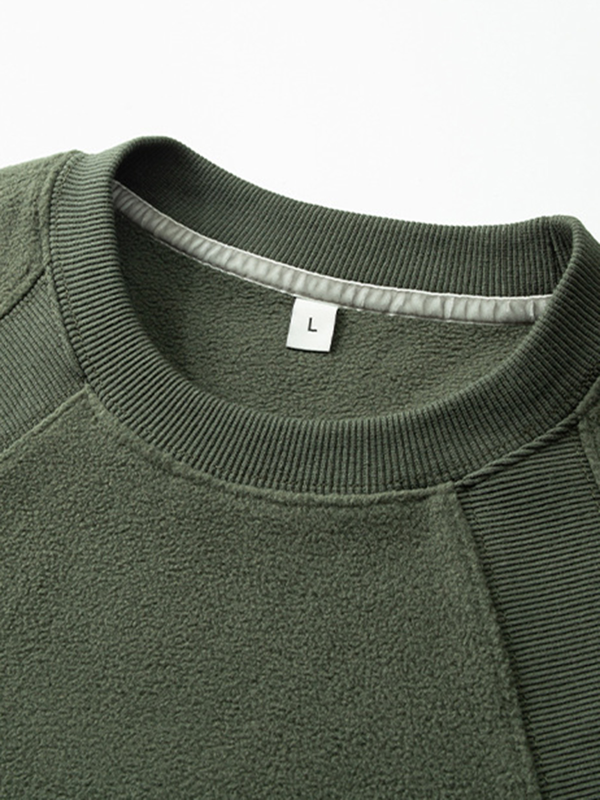 Men's Round Neck Polar Fleece Ribbed Split Patchwork Sweatshirt