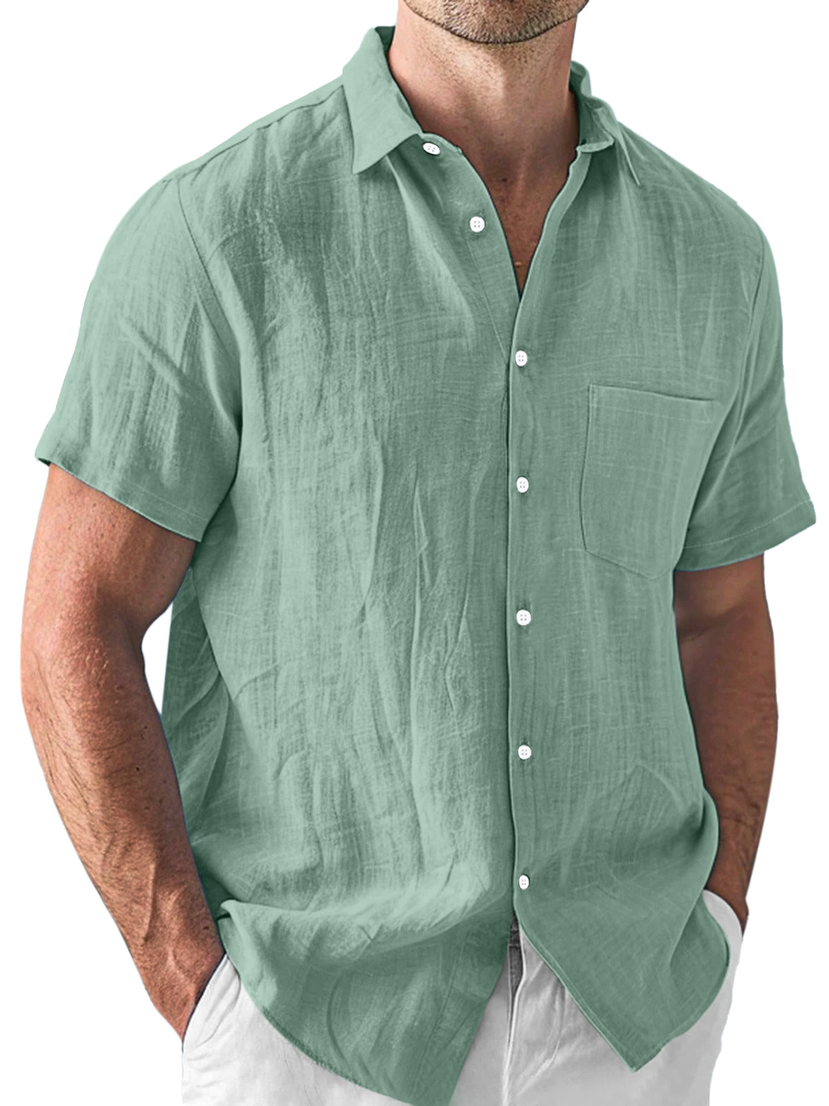 Men's Casual Daily Simple Lapel Short Sleeve Shirt