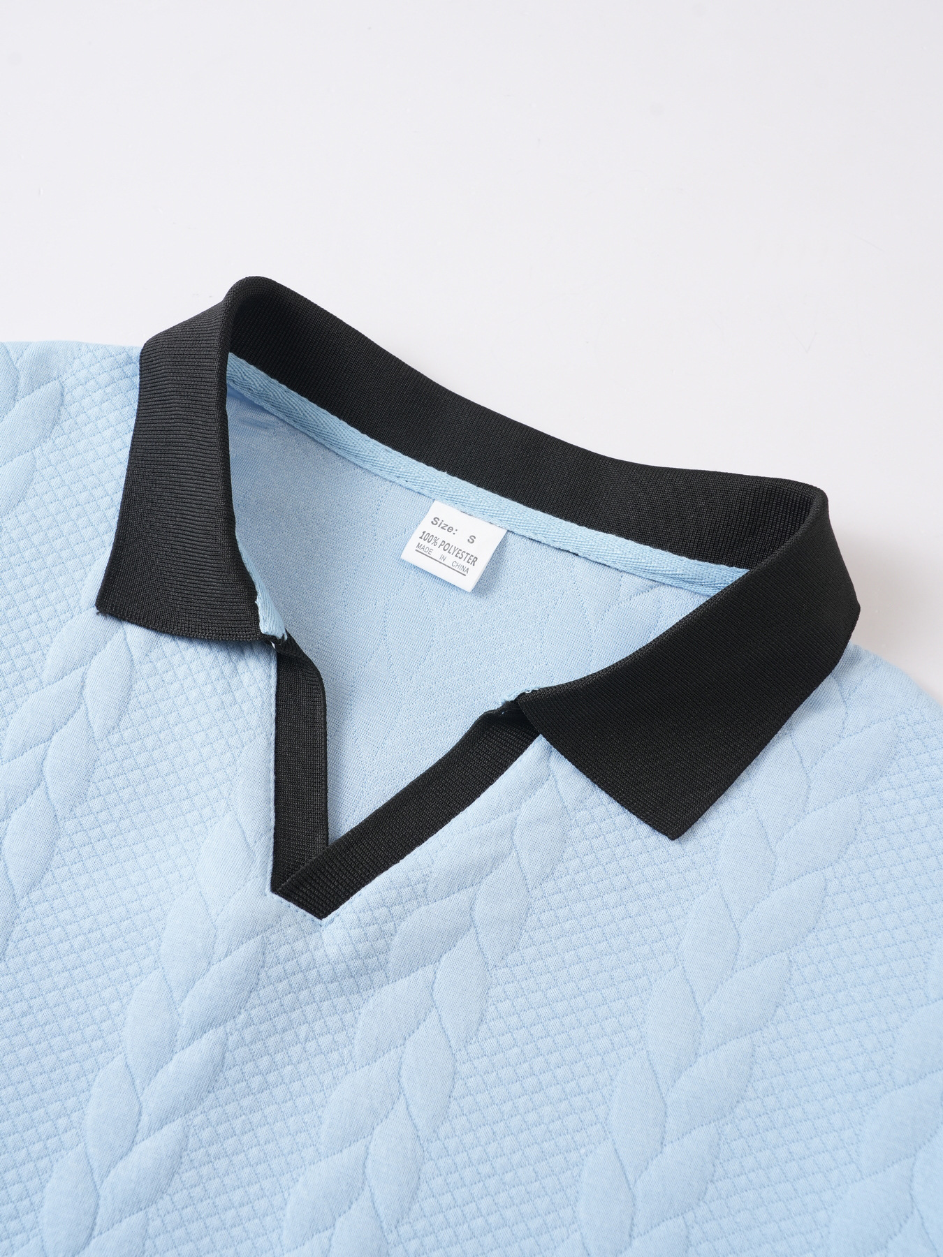 Men's Daily Contrast Jacquard Short Sleeve Polo Neck T-shirt