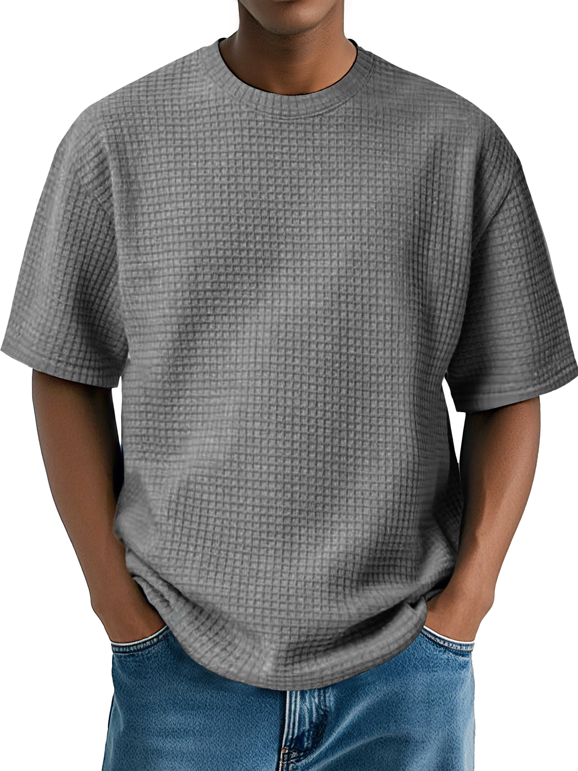Men's Daily Round Neck Waffle Casual Comfort Short Sleeve T-Shirt