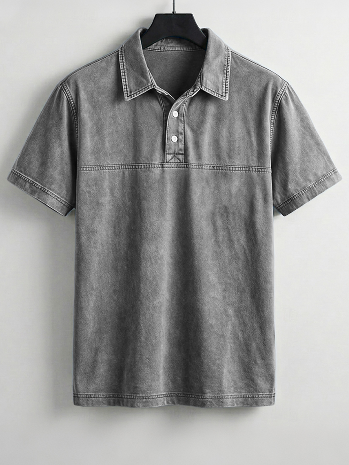 Men's Retro Patchwork Design Casual Collared Short-Sleeve Polo Shirt