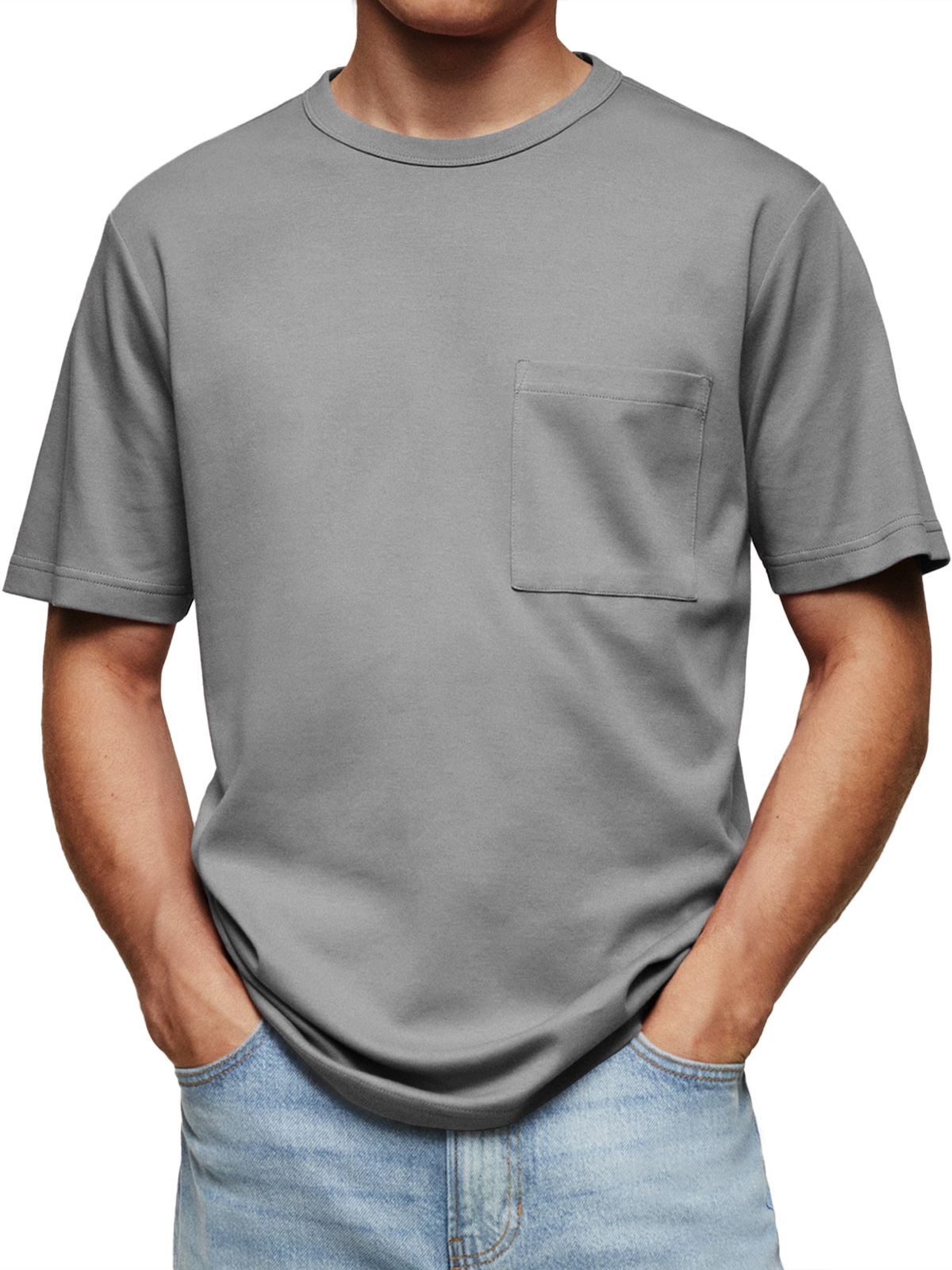 Men's Everyday Round Neck Casual Pocket Comfortable Short Sleeve T-Shirt
