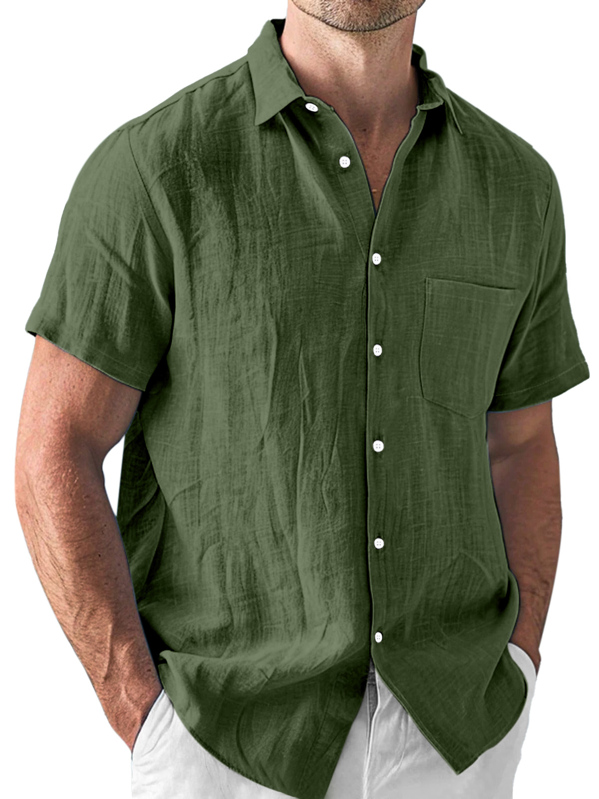Men's Casual Daily Simple Lapel Short Sleeve Shirt