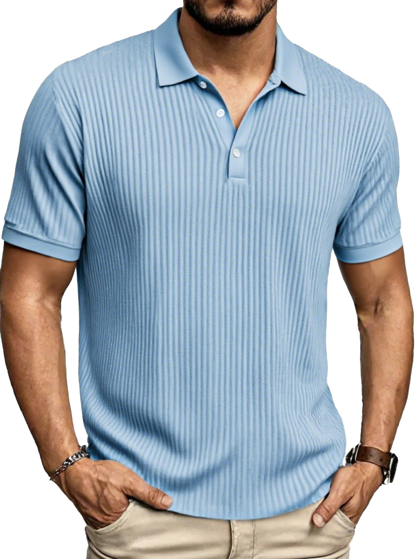 Men's Fashion Daily Striped Fabric Pocket Lapel Polo Shirt