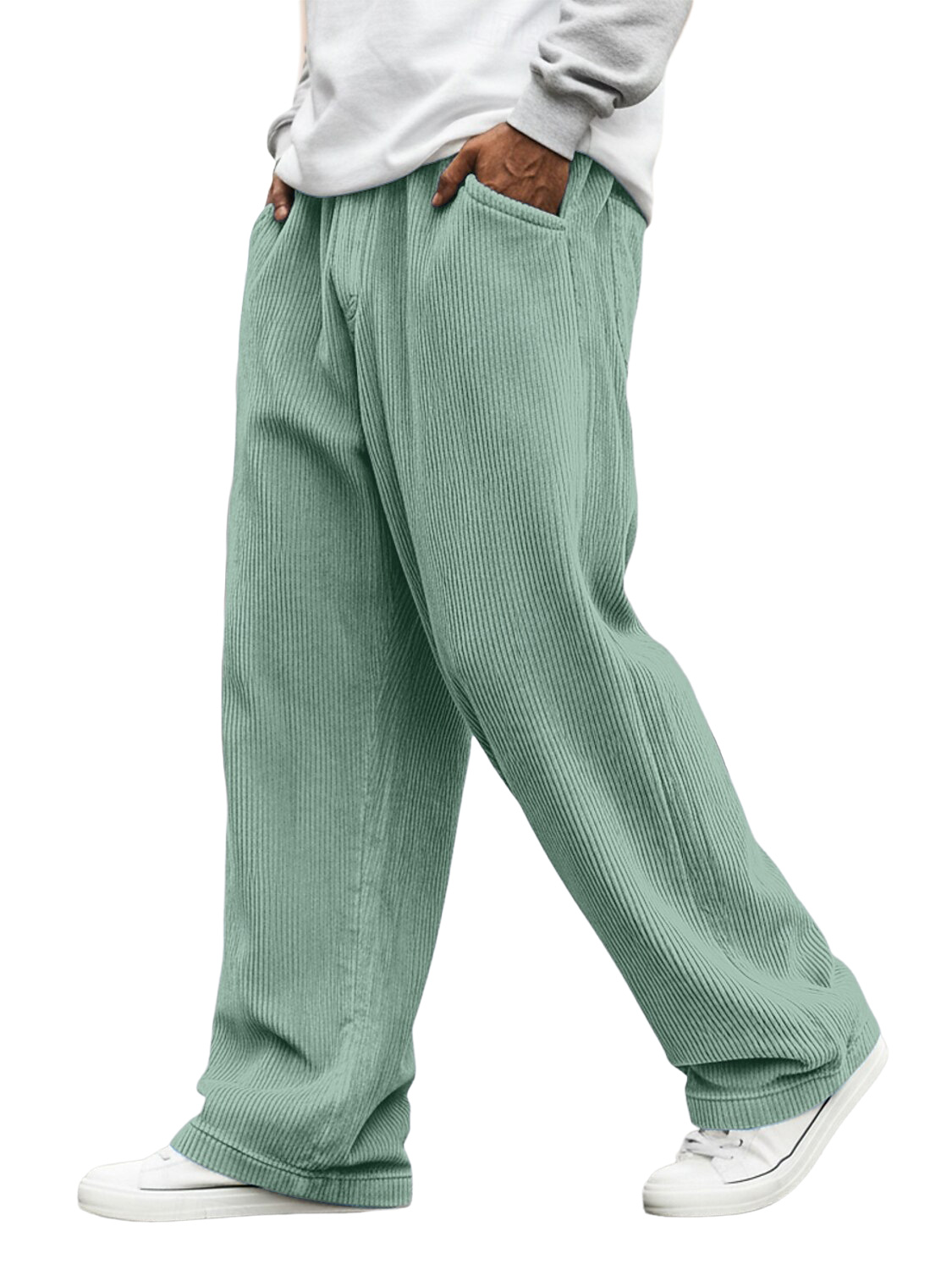 Men's Corduroy Solid Color Casual Loose-fitting Trousers