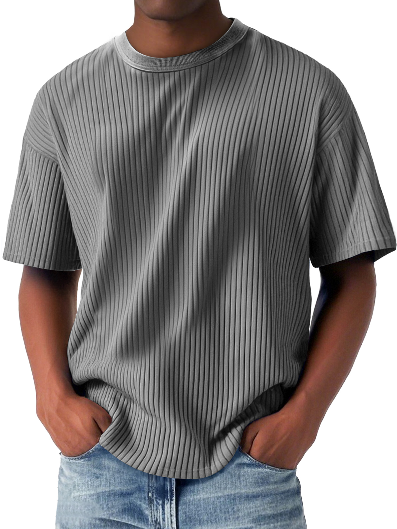 Men's Daily Casual Round Neck Solid Color Short-sleeved T-shirt