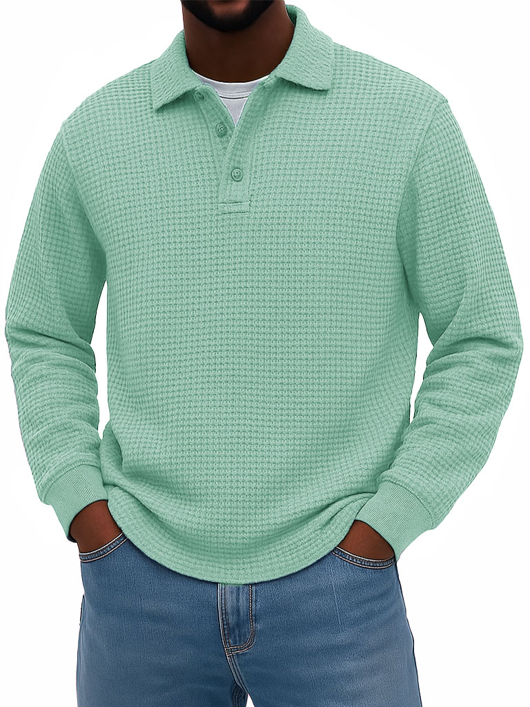 Men's Stylish Casual Corduroy Lapel Long-sleeved Polo Shirt