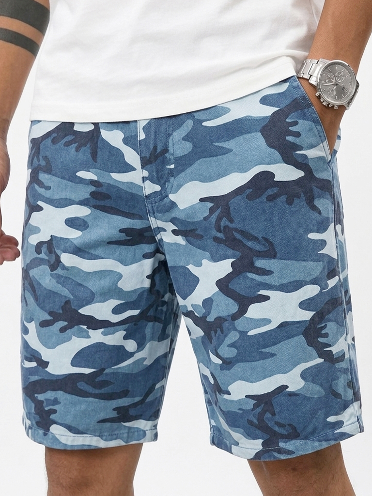 Multi-Pocket Camouflage Cargo Shorts