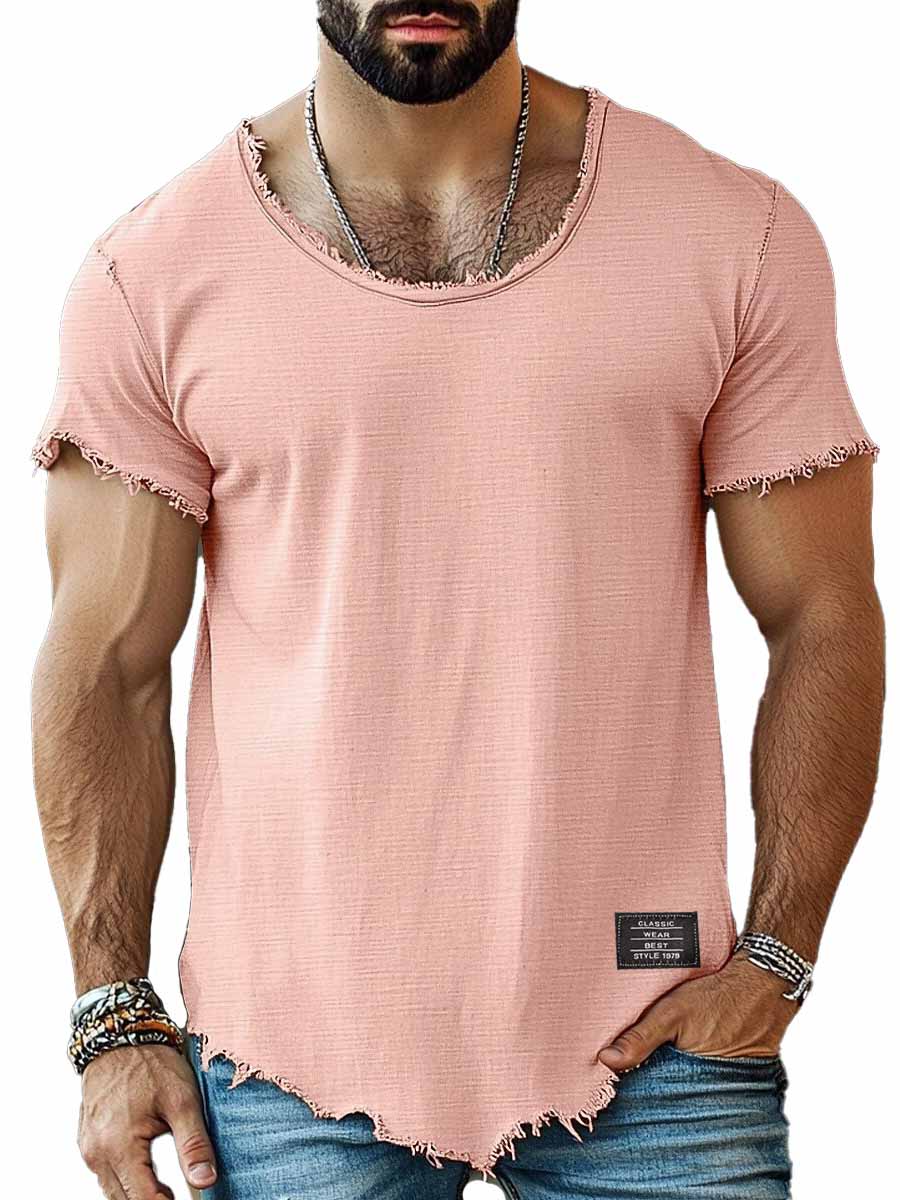 Men's Fashion Retro Embroidered Logo Short-sleeved T-shirt