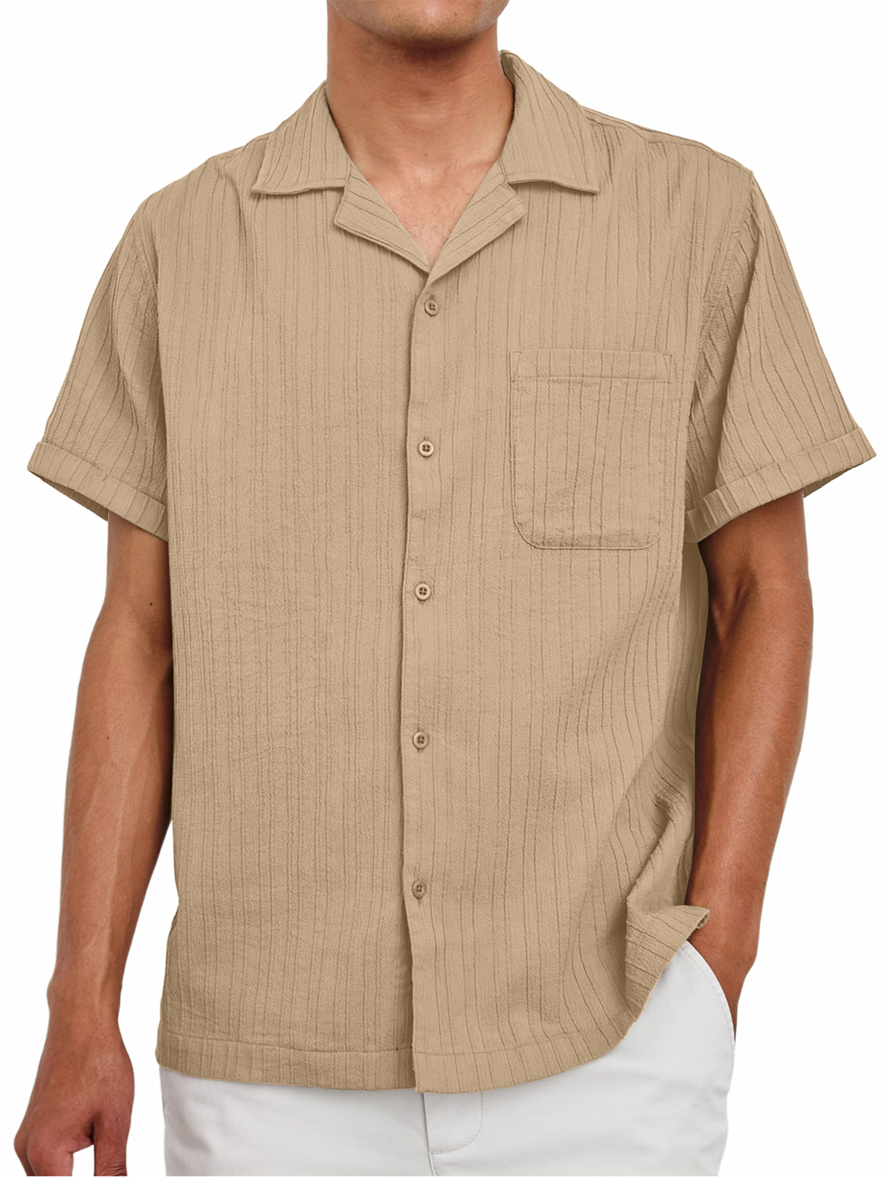 Men's Striped Texture Retro Casual Shirt