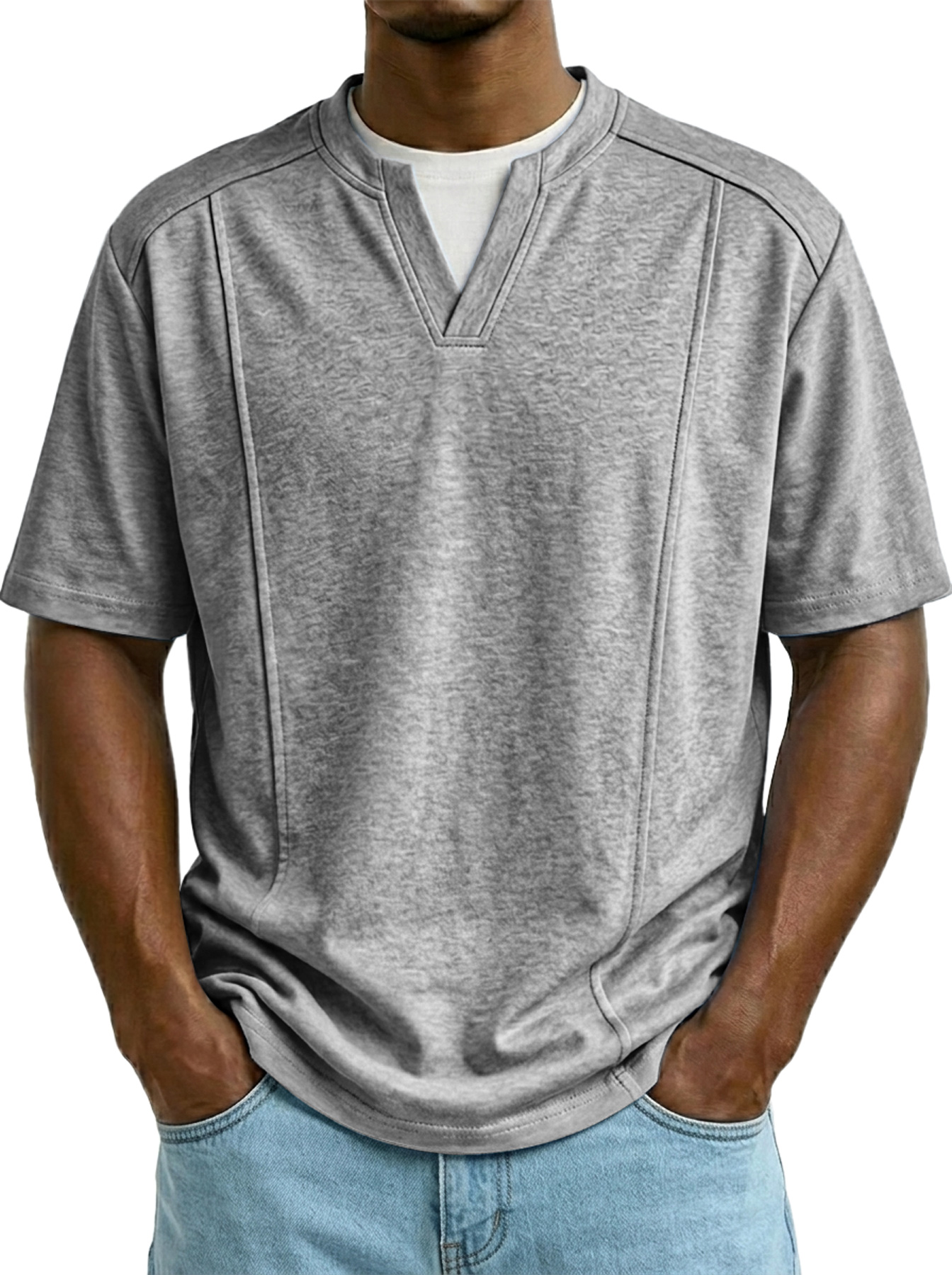 Men's Casual Faux Two-Piece Deconstructed Short-Sleeve T-Shirt