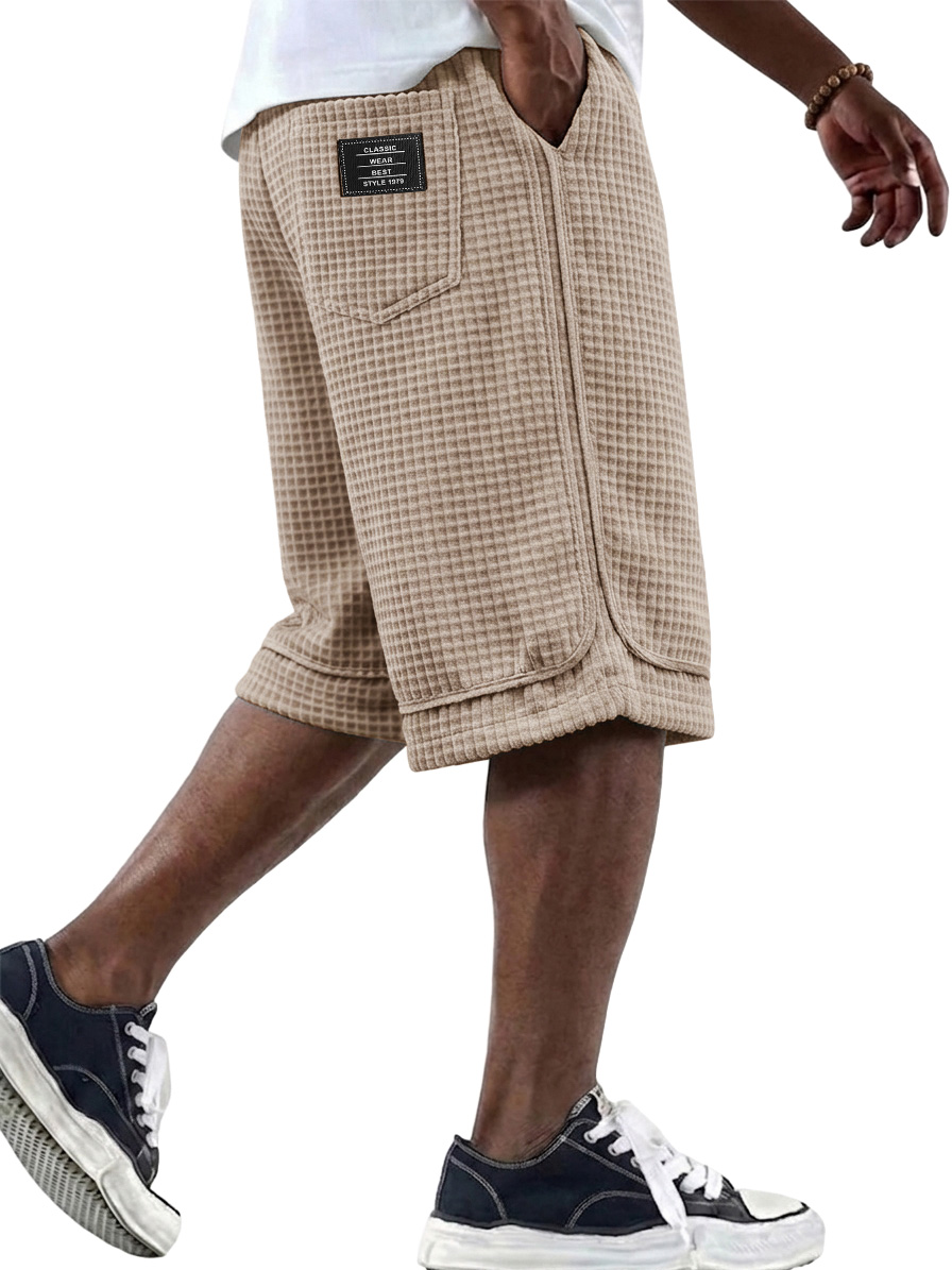 Men's Fashionable Waffle Fabric Loose Pocket Shorts