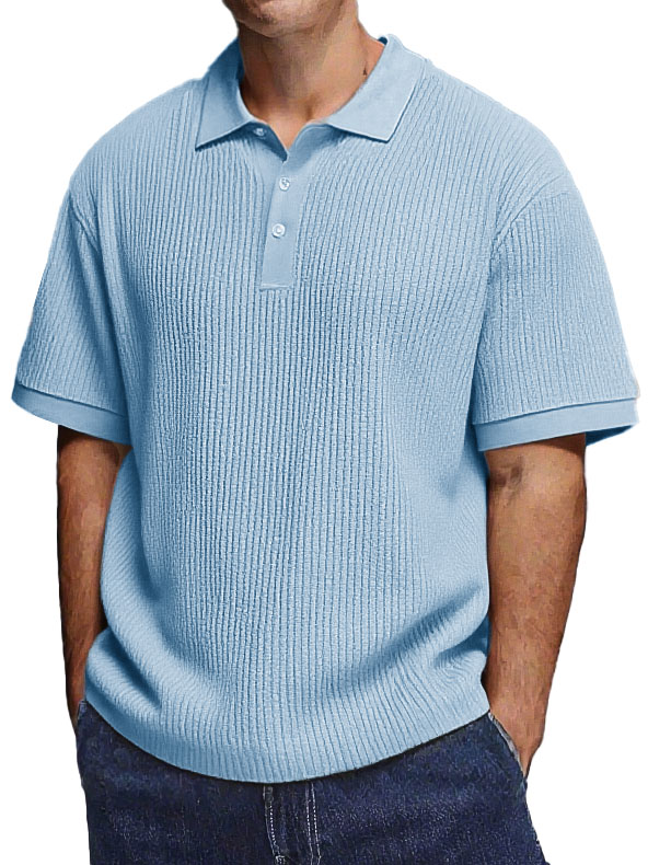 Men's Fashion Daily Textured Fabric Loose Pocket Lapel Polo Shirt