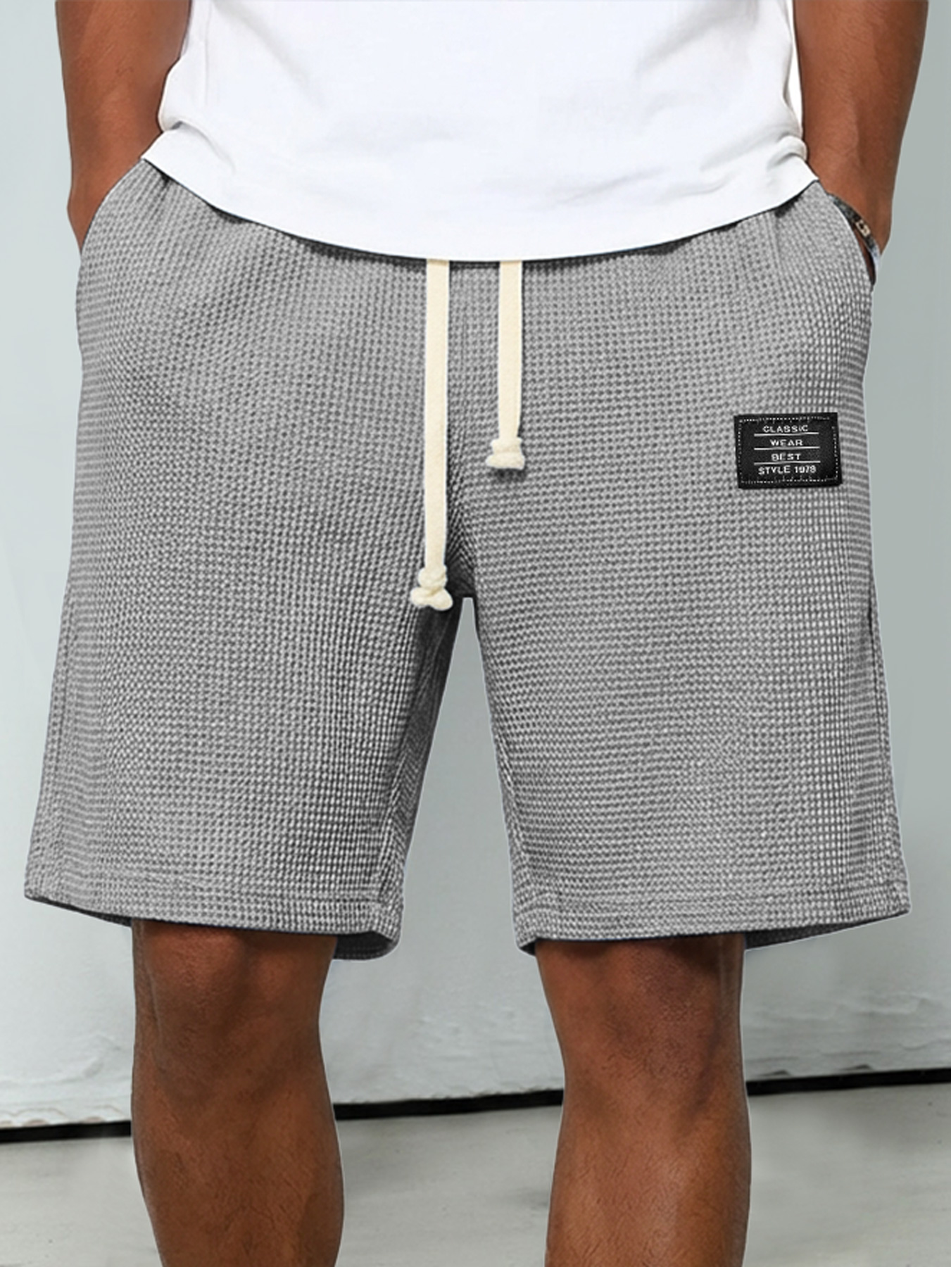 Men's Everyday Waffle-knit Shorts With Elastic Waistband And Logo Detail