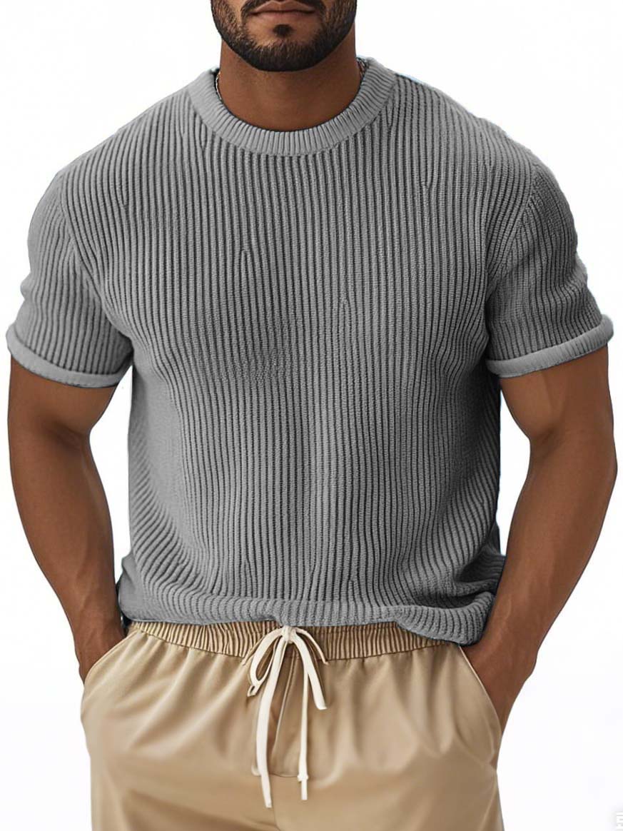 Men's Fashion Street Stripe Short-sleeved T-shirt