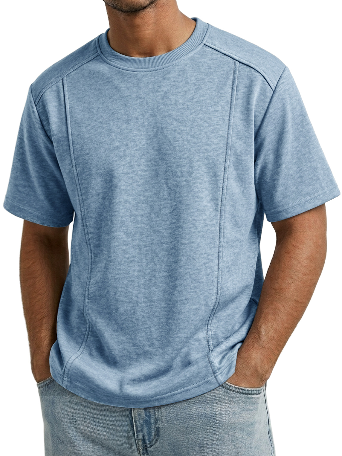 Men's Crew Neck Deconstructed Casual Short-Sleeve T-Shirt