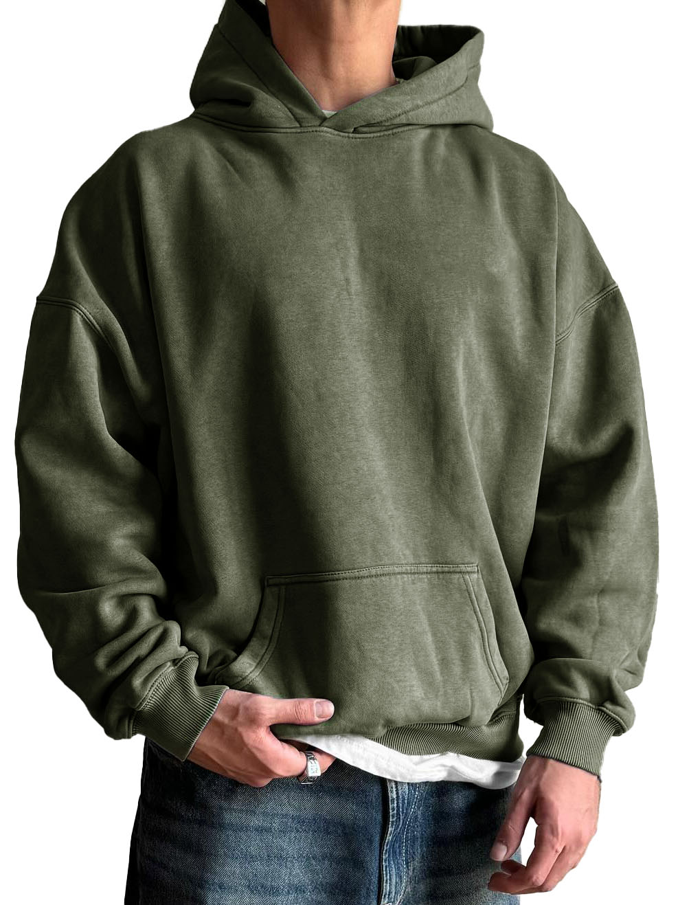 Men's Fashion Vintage Washed Cotton Long Sleeve Hoodie