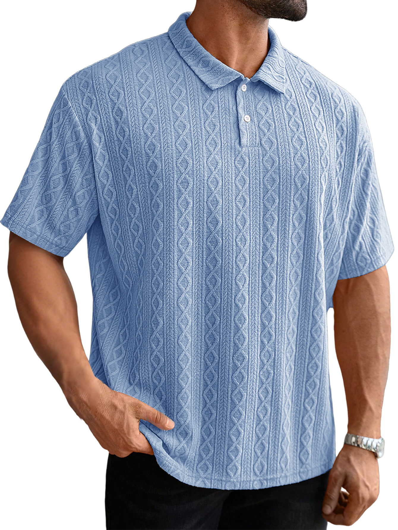 Men's Retro Casual Jacquard Texture Daily Wear Polo Shirt