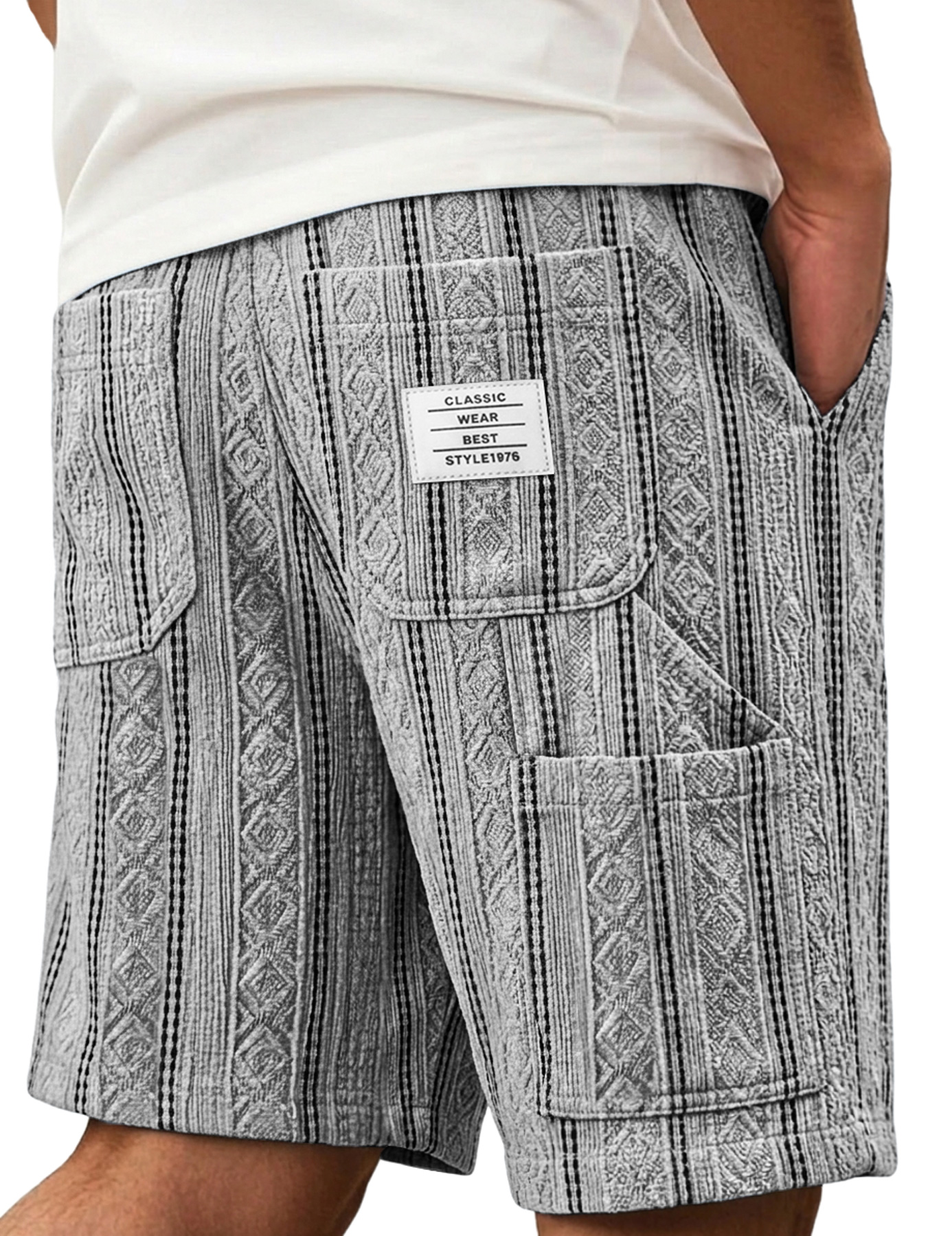 Men's Jacquard Textured Multi-pocket Casual And Comfortable Shorts