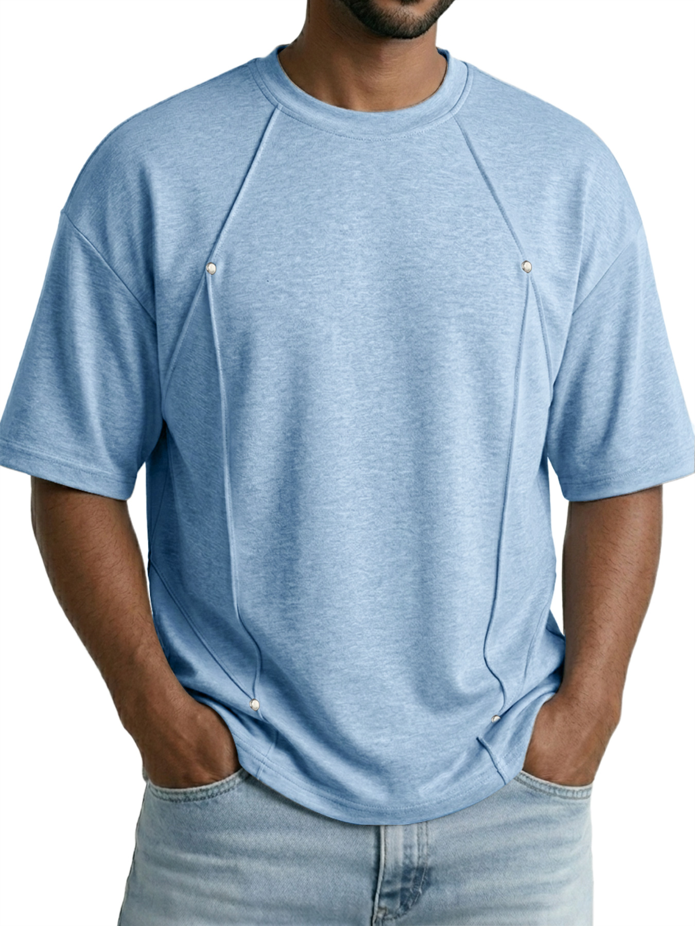 Men's Deconstructed Design Casual Crew Neck Loose Short-Sleeve T-Shirt