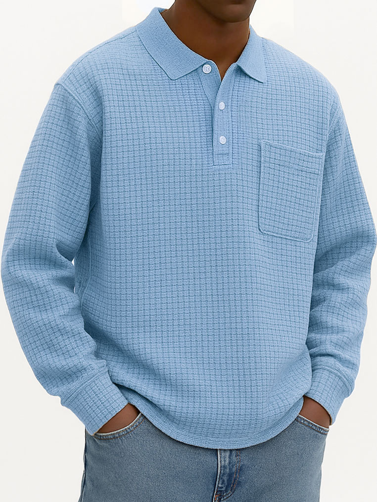 Men's Fashionable Casual Corn-patterned Corduroy Lapel Pocket Polo Shirt