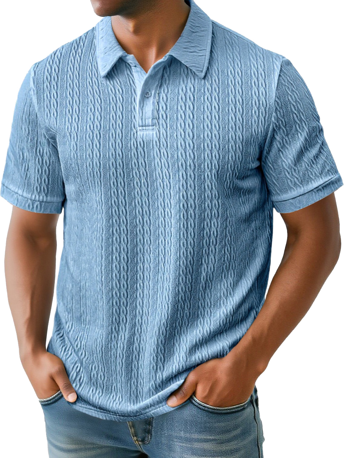 Men's Daily Simple Texture Lapel Button Casual Solid Color Short-sleeved Polo Shirt