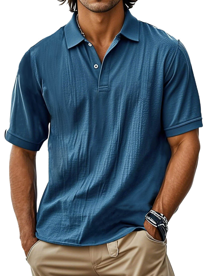 Men's Fashion Retro Lapel Pocket Polo Shirt