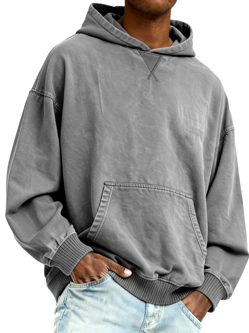 Men's Vintage Fashion Distressed Long-sleeved Hooded Sweatshirt