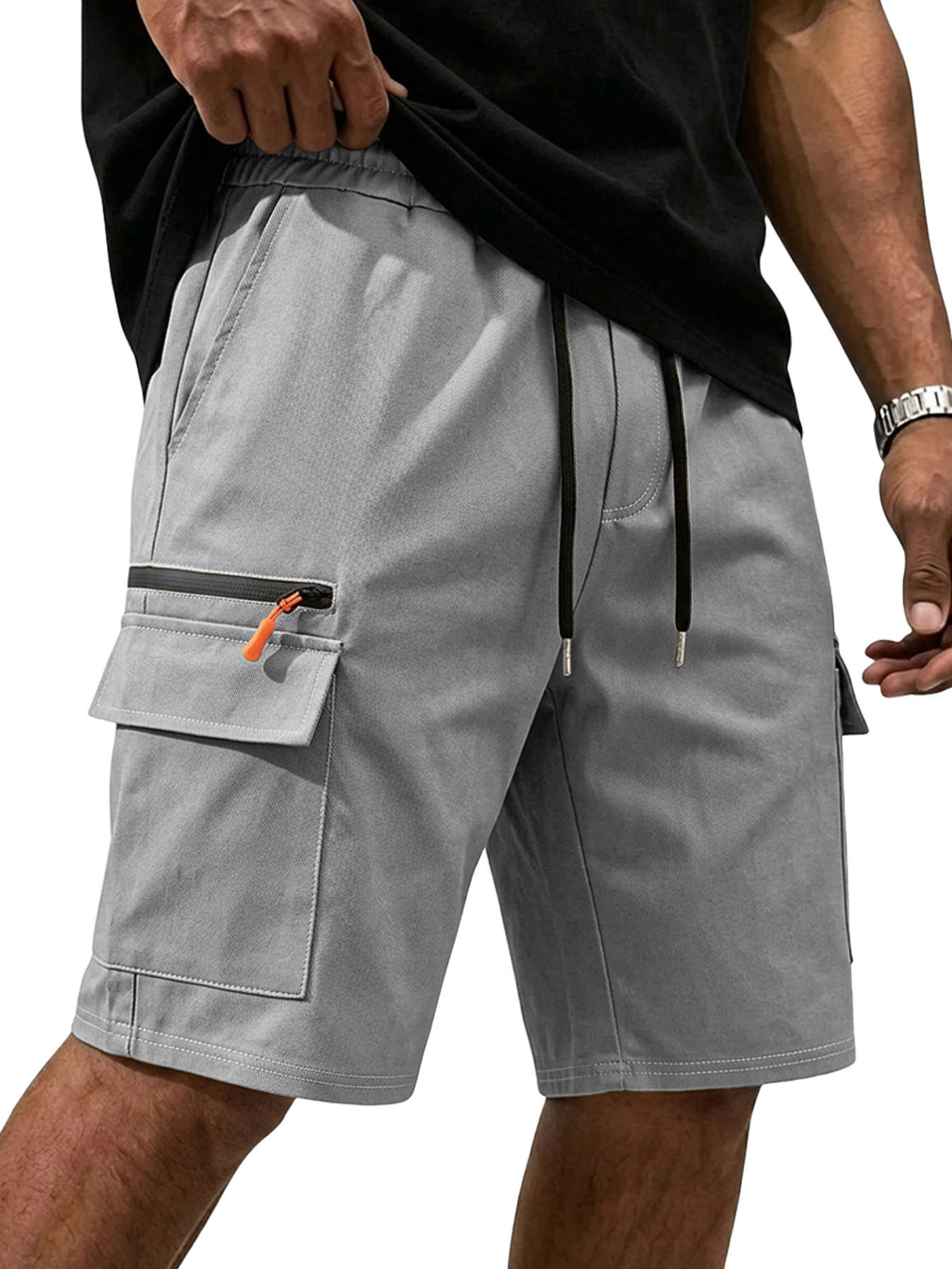 Men's Zippered Multi-Pocket Casual Cargo Shorts