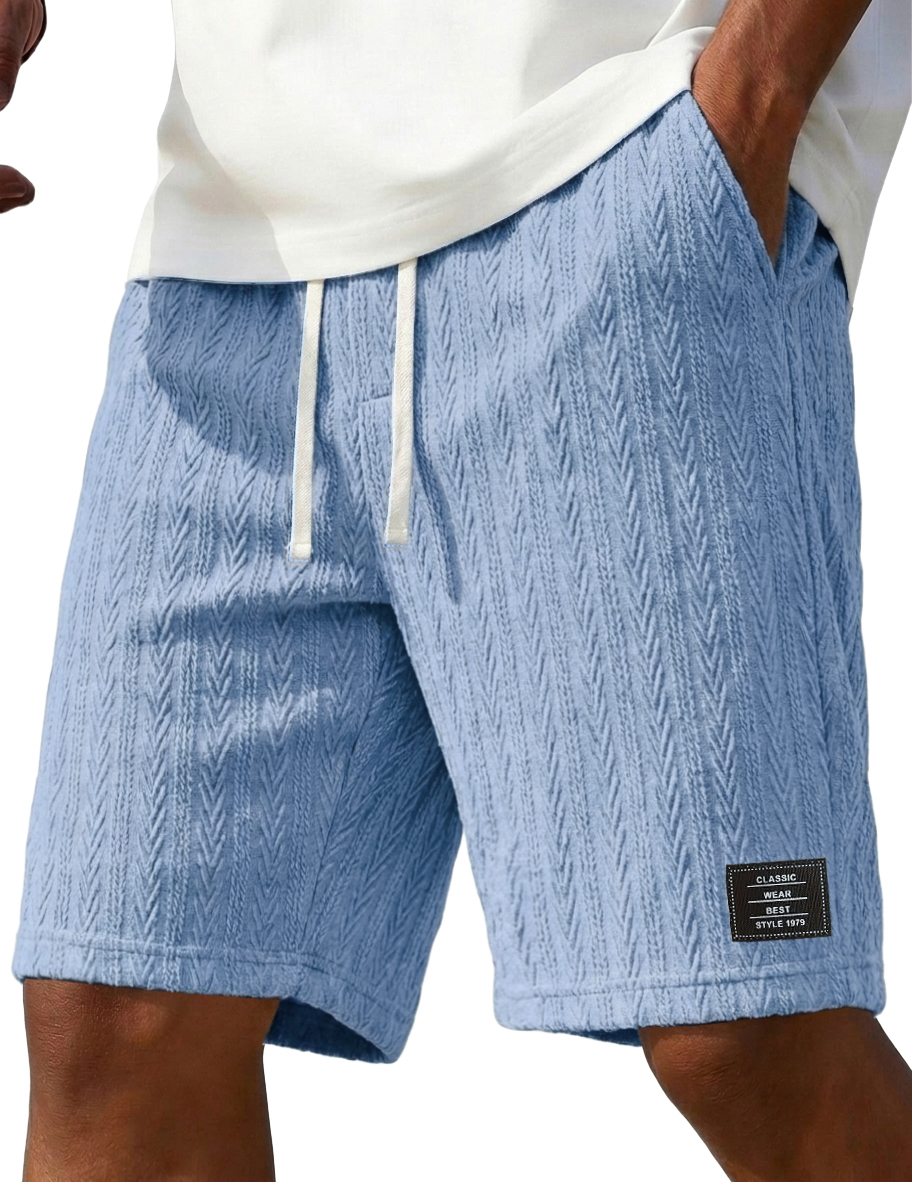 Wheat-Stripe Jacquard Casual Shorts