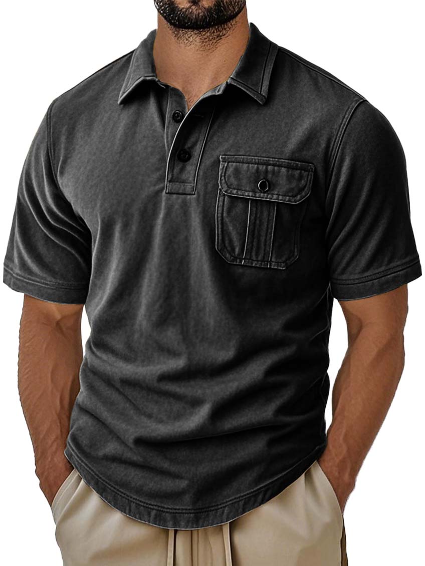 Men's Retro Fashion Workwear Lapel Short-sleeved Polo Shirt