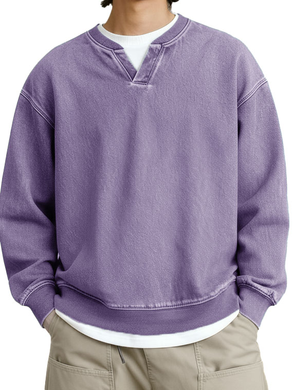 Men's Fashionable Casual Retro Faux Two-Piece V-Neck Long-Sleeved Top