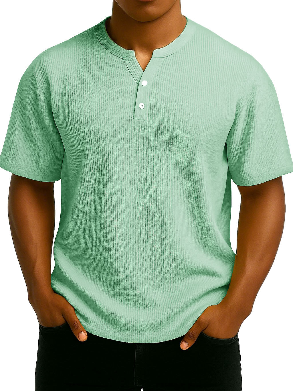 Men's Daily Casual Wrinkled Fabric Wide Short Sleeve Henley Shirt