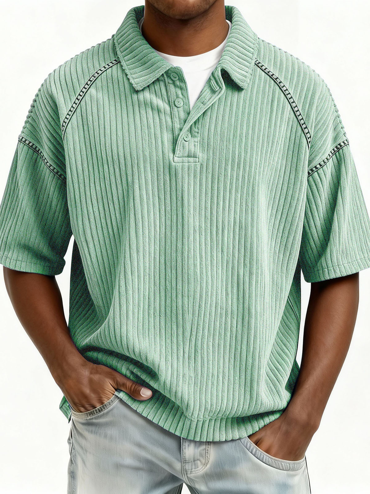 Stylish Casual Loose Lapel Pocket Short-sleeved Polo Shirt