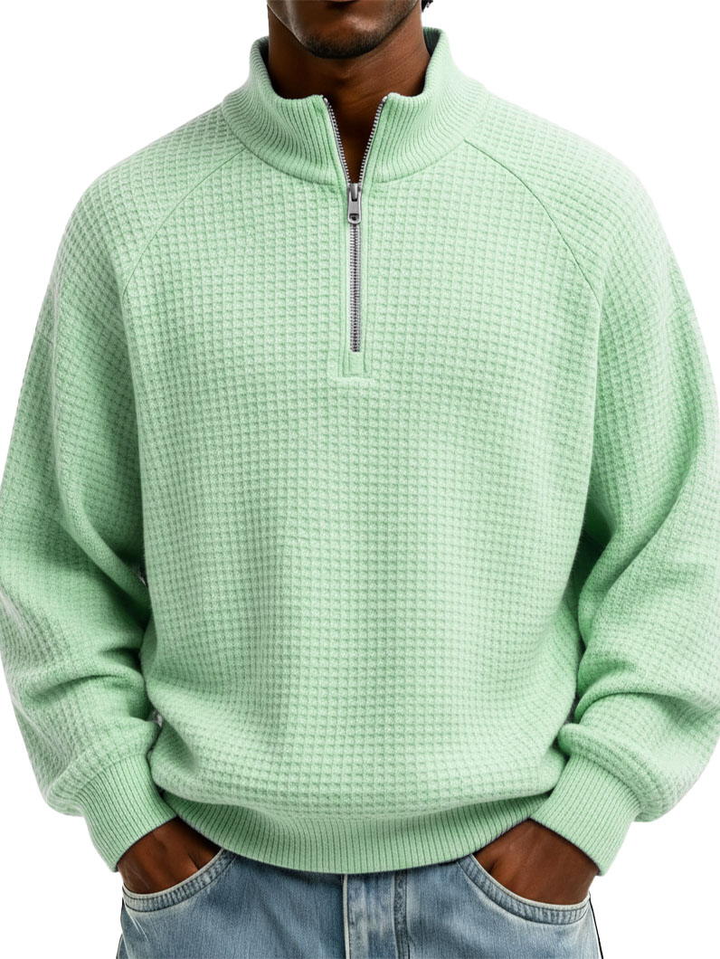 Men's Stylish Casual Loose-fitting Raglan Sleeve Stand-up Collar Long-sleeved Sweatshirt