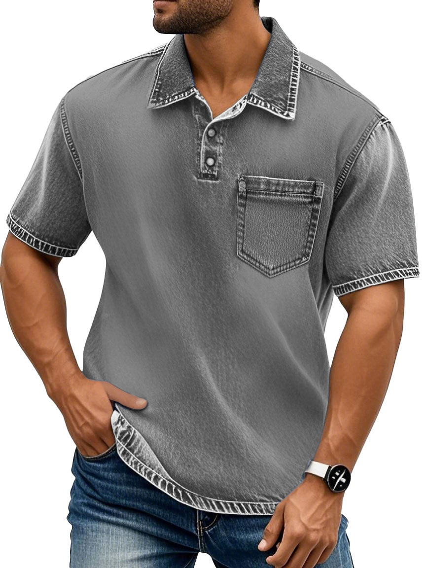 Men's Fashion Retro Lapel Cotton Short-sleeved Polo Shirt