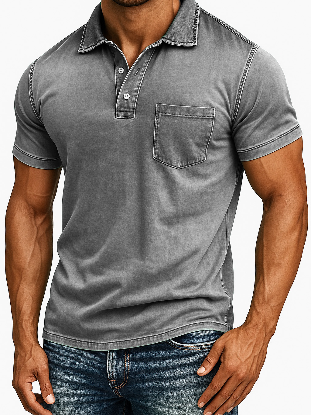 Men's Retro Outdoor Distressed Lapel Short-sleeved Pocket Polo Shirt