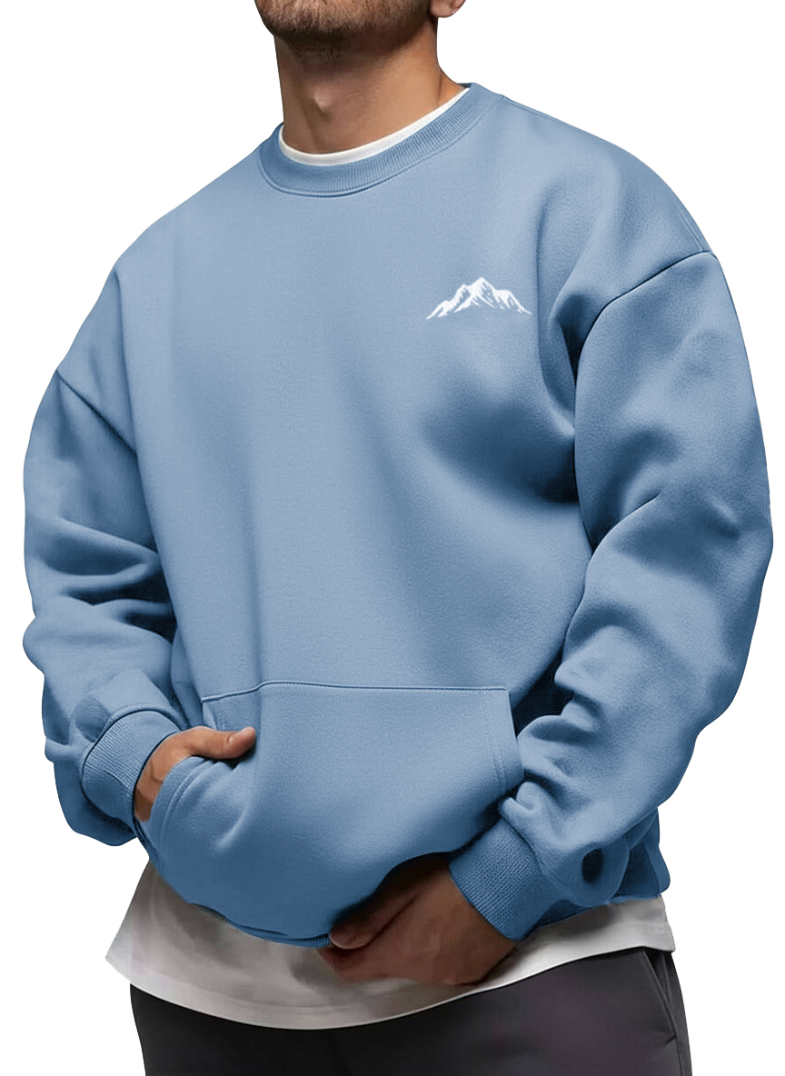 Men's Fashion Casual Printed Crew Neck Long-Sleeve Sweatshirt