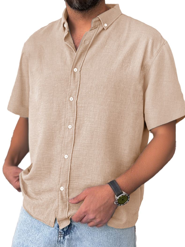Men's Stylish And Comfortable Everyday Texture Fabric Short-sleeved Lapel Shirt