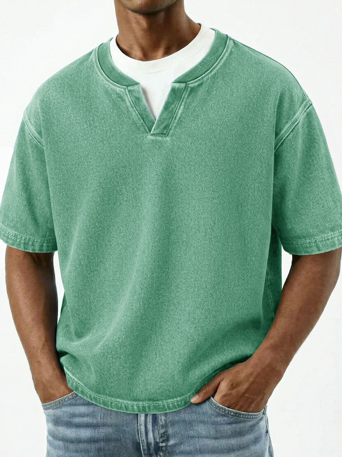 Men's Fashion Retro V-Neck Short-Sleeve T-Shirt
