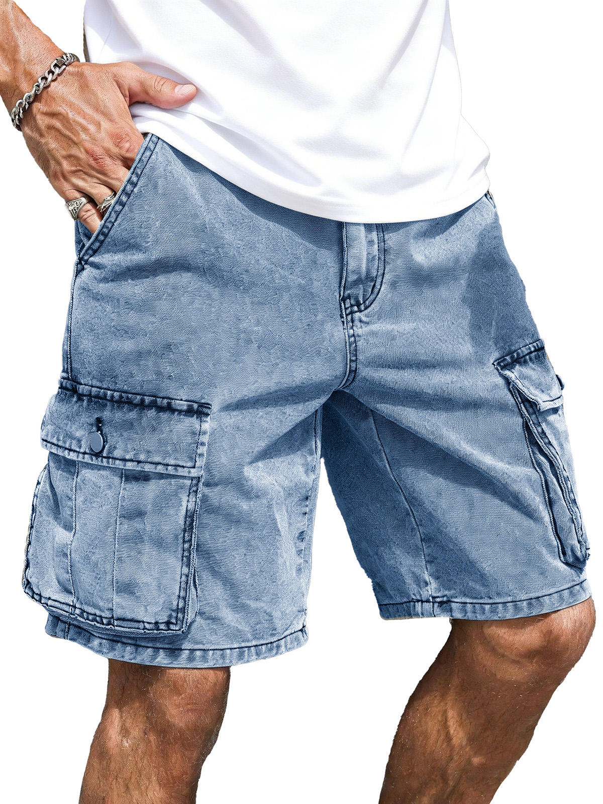 Men's Fashion Retro Loose Multi-Pocket Cargo Shorts