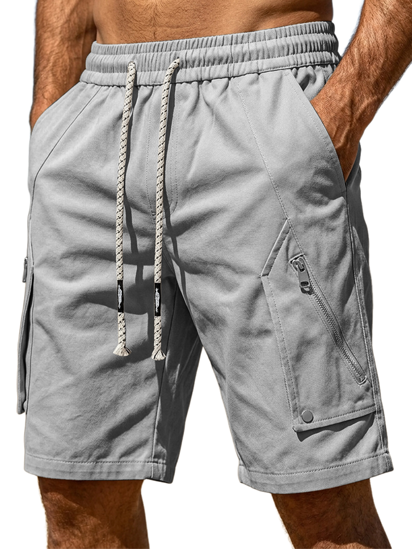 Men's Breathable Multi-pocket Zipper Casual Loose Shorts