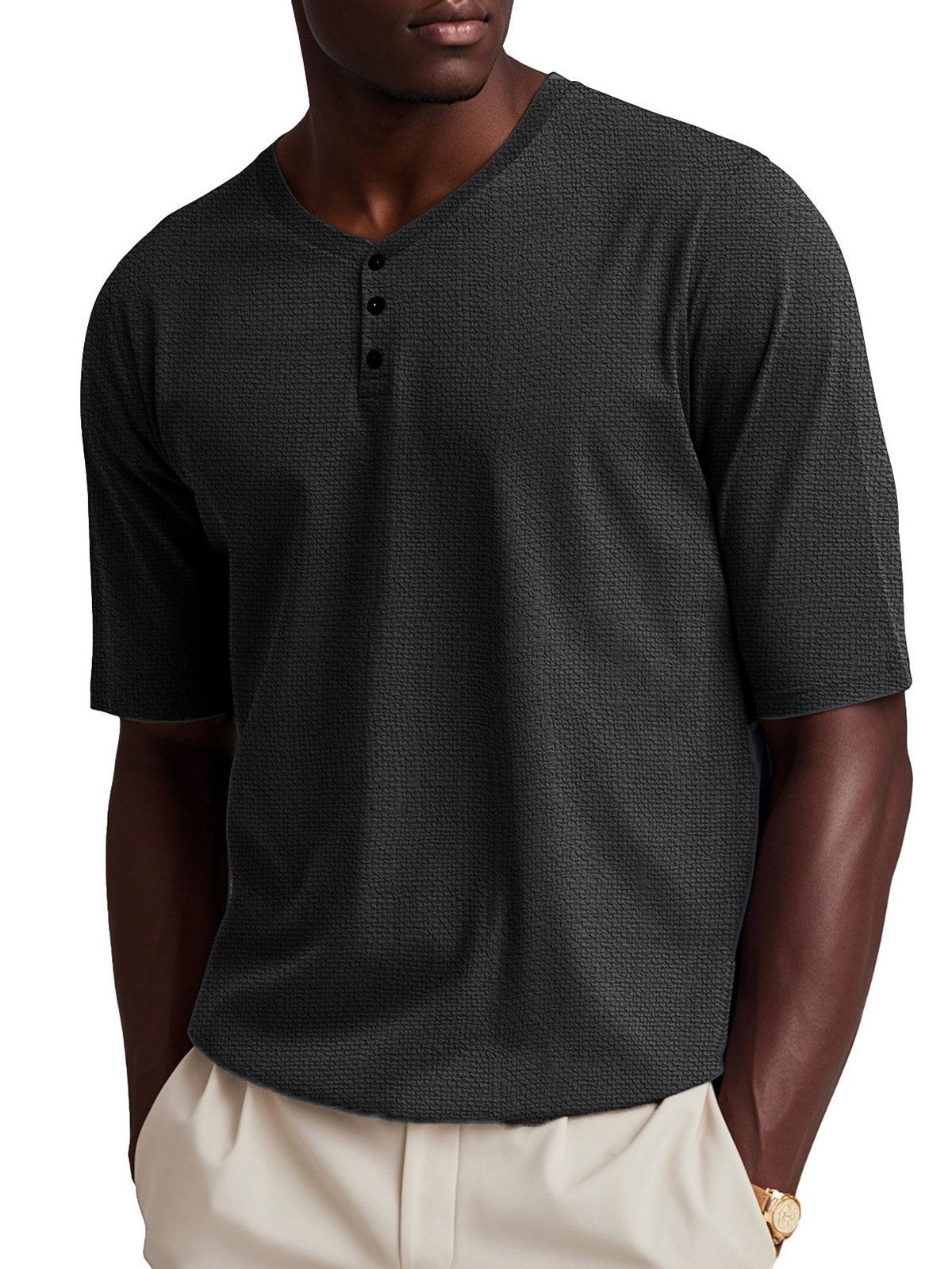 Men's Fashion Vintage Button Short Sleeve Henley T-Shirt