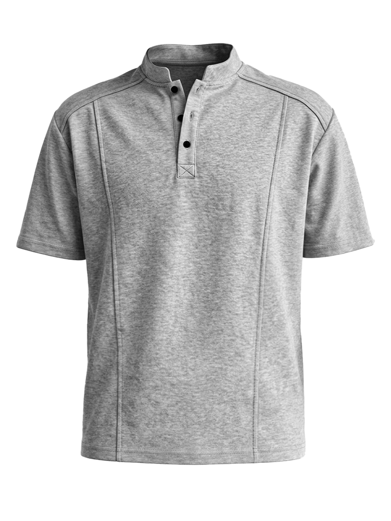 Men's Stand-up Collar Button-down Design Casual Short-sleeved Henley Shirt